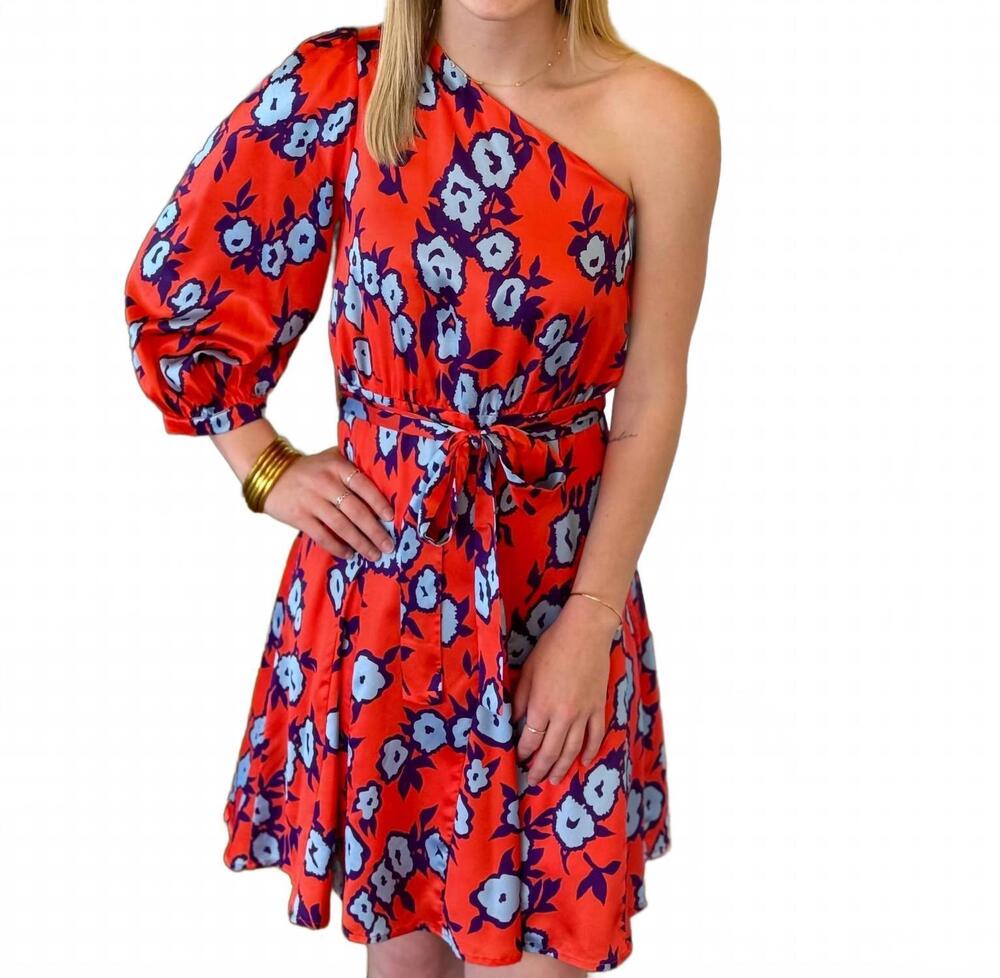 NEW JADE & JOY JOY devina one shoulder floral dress in red
